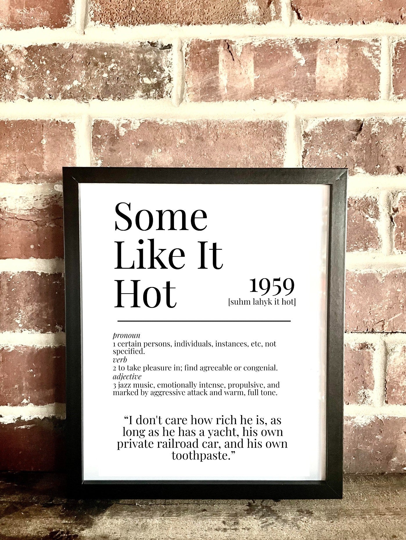 Some Like It Hot 1959 Movie Quote Dictionary Prints