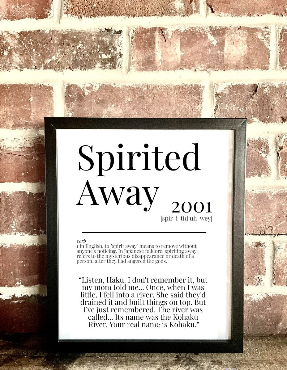 Spirited Away 2001 Movie Quote Dictionary Prints