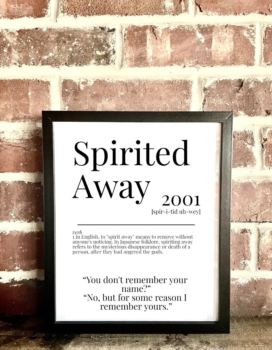 Spirited Away 2001 Movie Quote Dictionary Prints