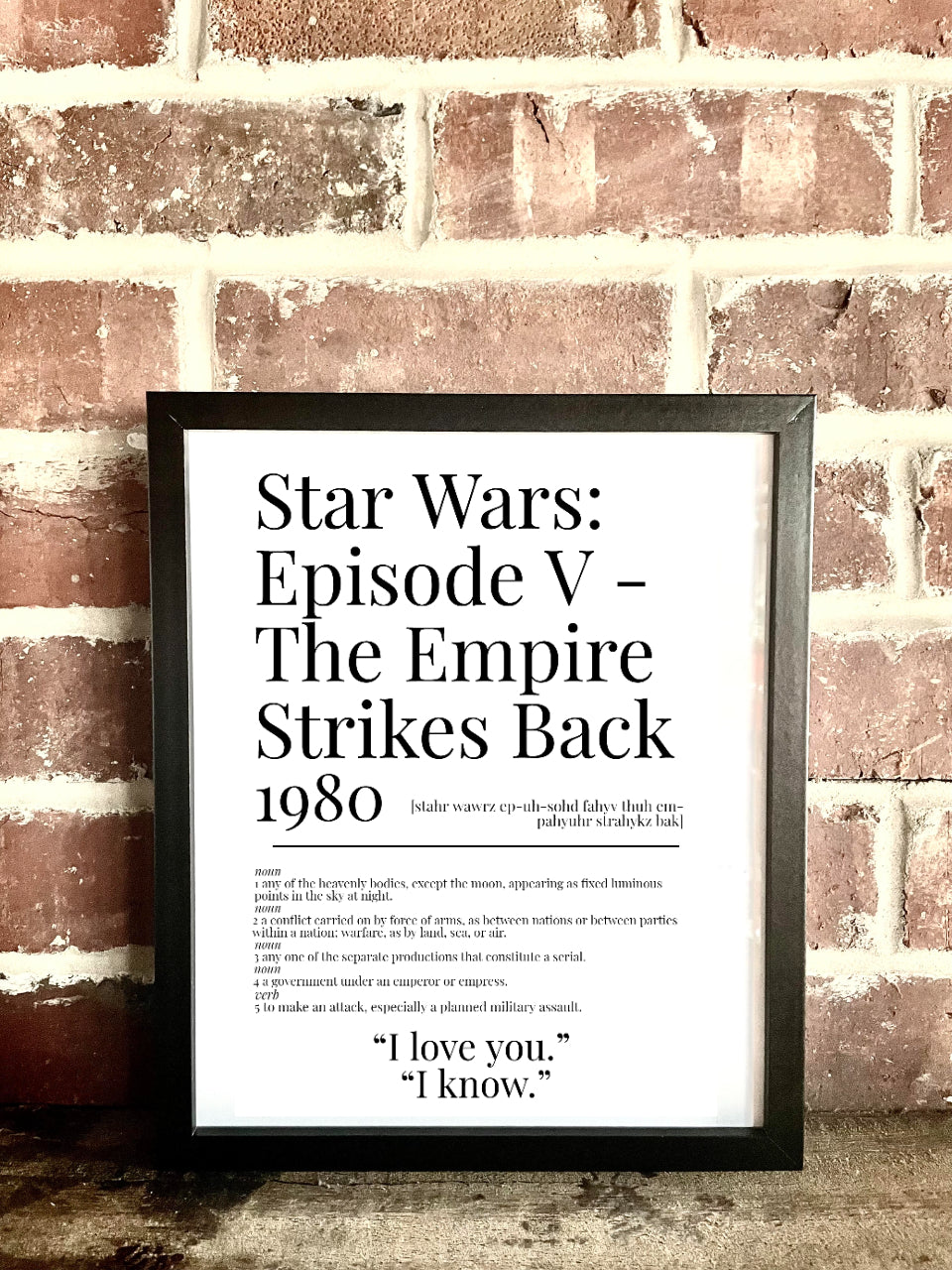 Star Wars: Episode V – The Empire Strikes Back 1980 Movie Quote Dictionary Prints