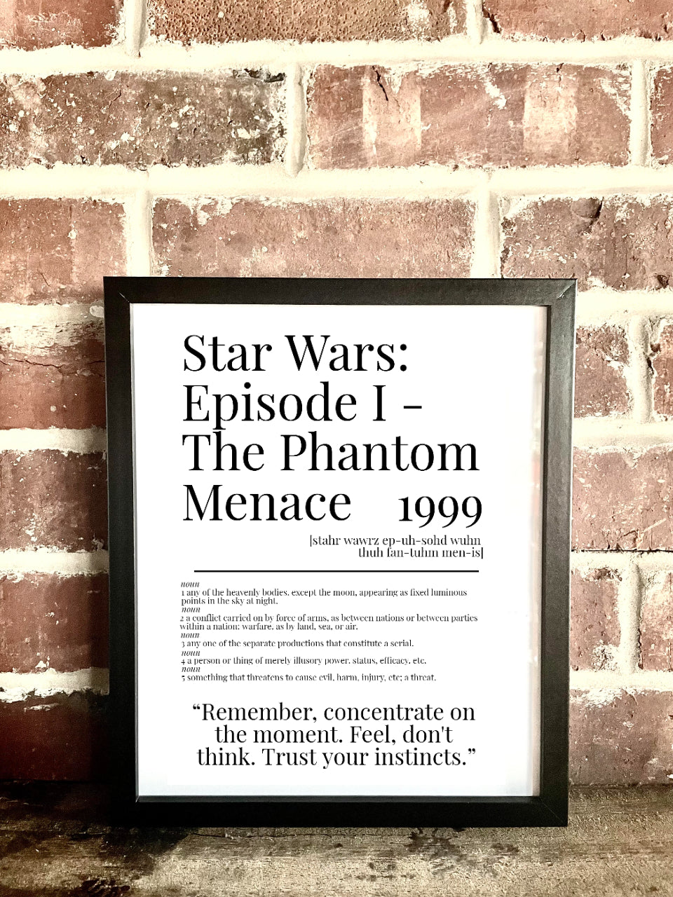 Star Wars: Episode I – The Phantom Menace 1999 Movie Quote Dictionary Prints