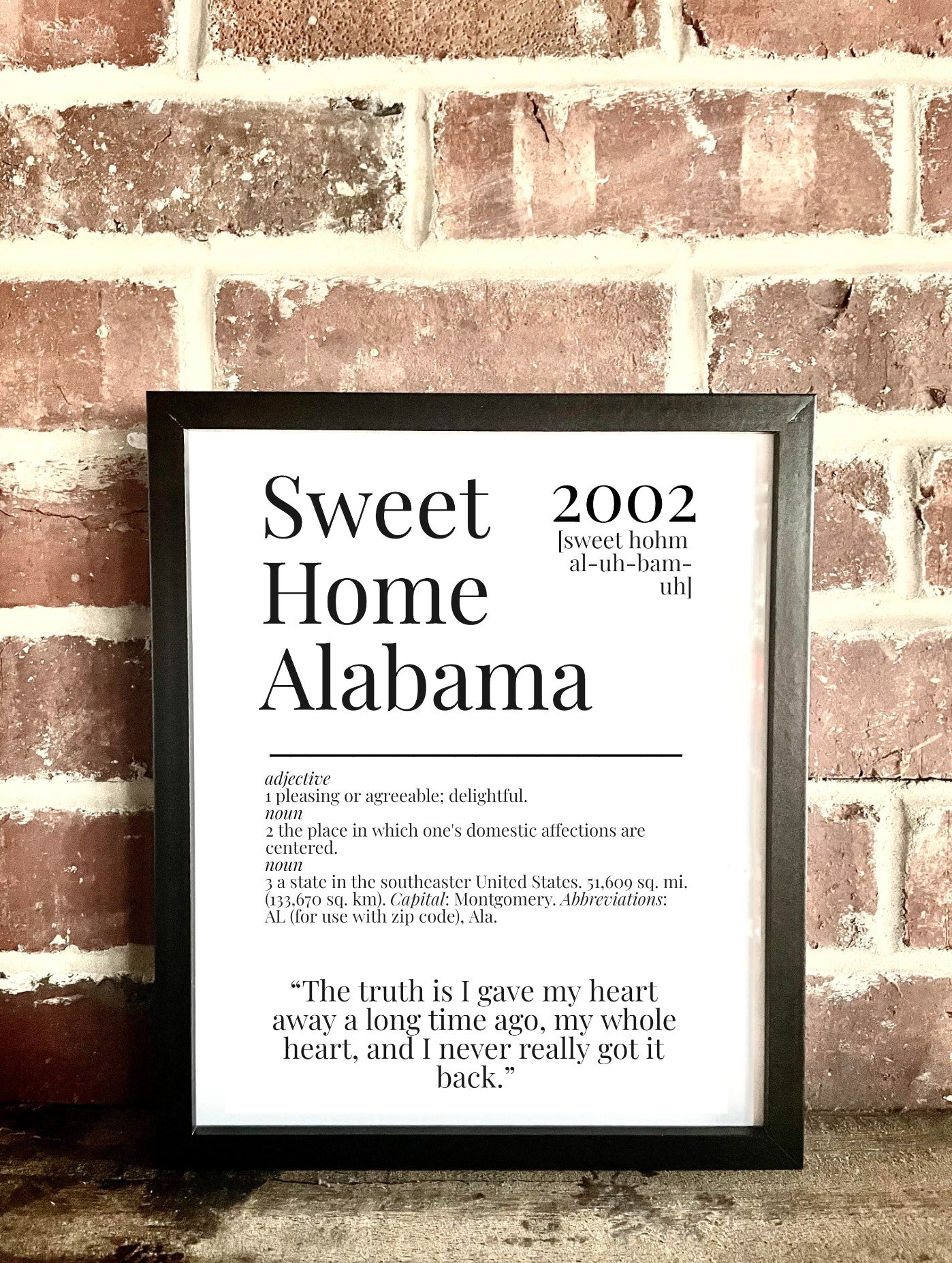 Sweet Home Alabama 2002 Movie Quote Dictionary Prints