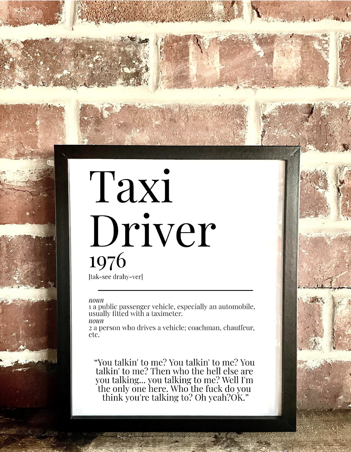 Taxi Driver 1976 Movie Quote Dictionary Prints