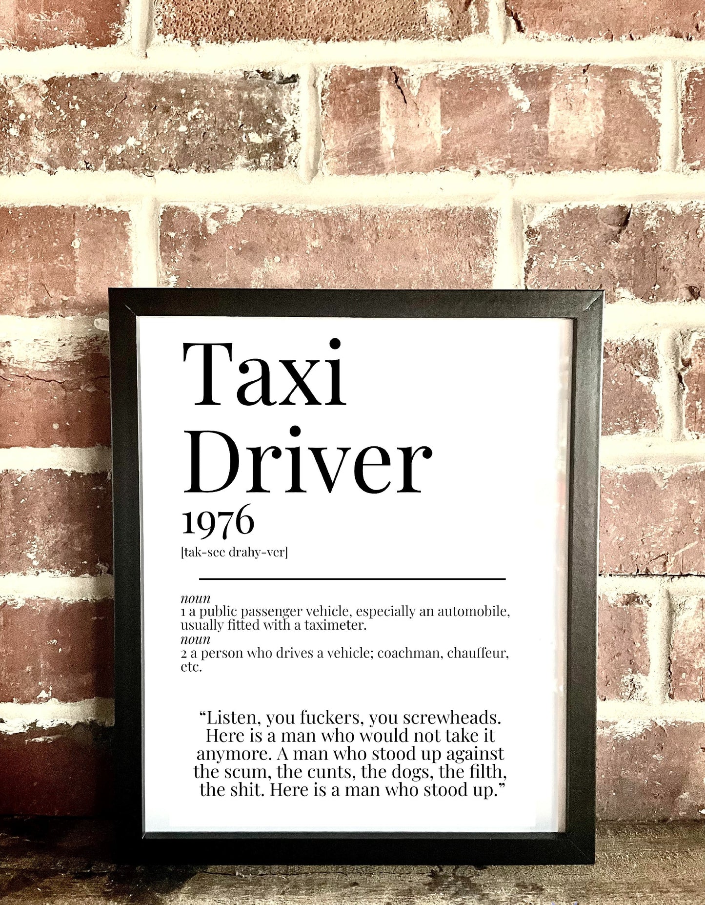 Taxi Driver 1976 Movie Quote Dictionary Prints