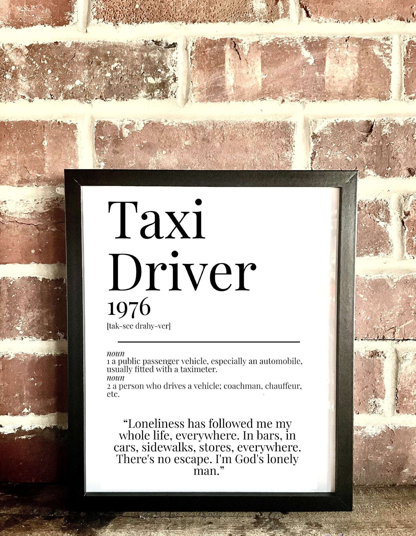 Taxi Driver 1976 Movie Quote Dictionary Prints