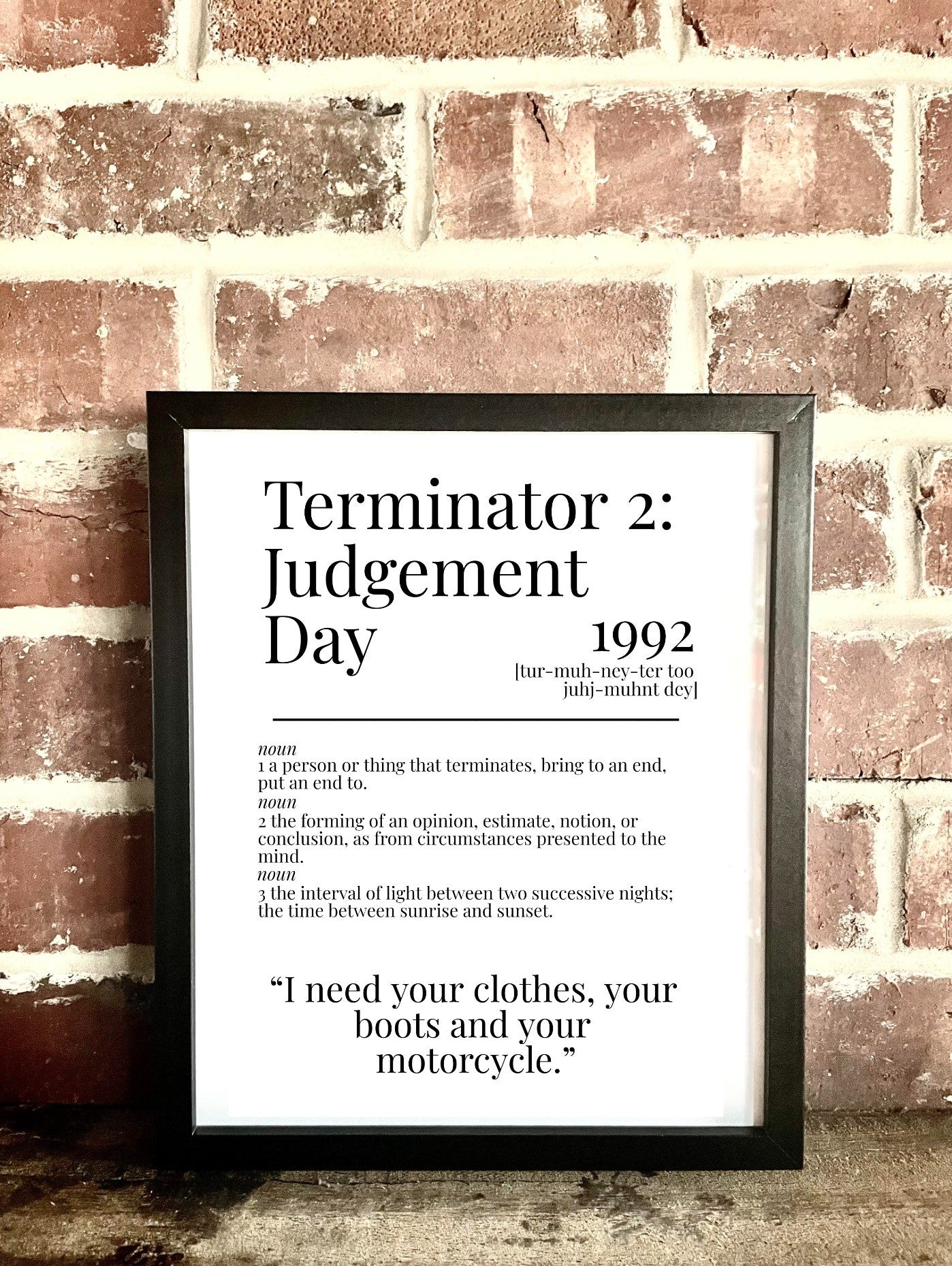 Terminator 2: Judgement Day 1991 Movie Quote Dictionary Prints