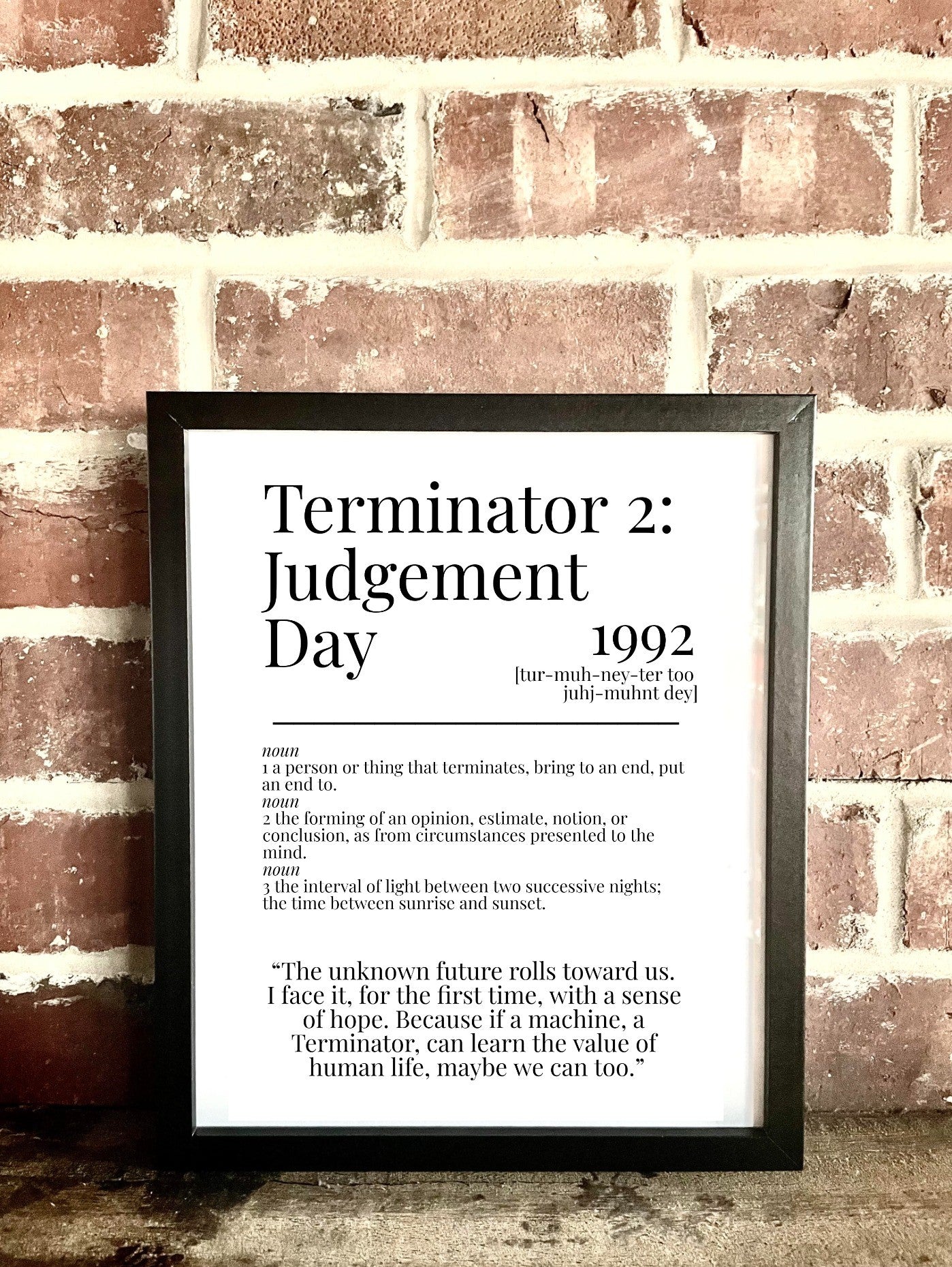 Terminator 2: Judgement Day 1991 Movie Quote Dictionary Prints