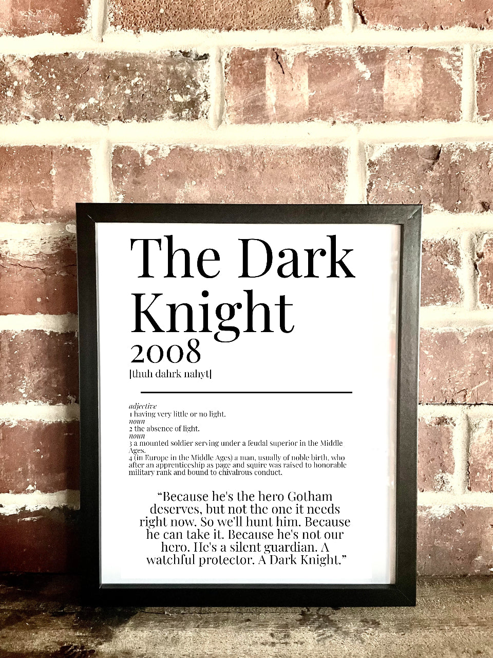 The Dark Knight 2008 Movie Quote Dictionary Prints