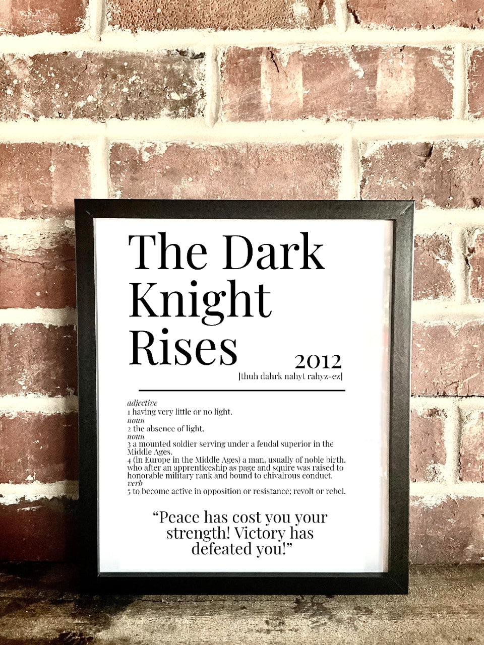 The Dark Knight Rises 2012 Movie Quote Dictionary Prints