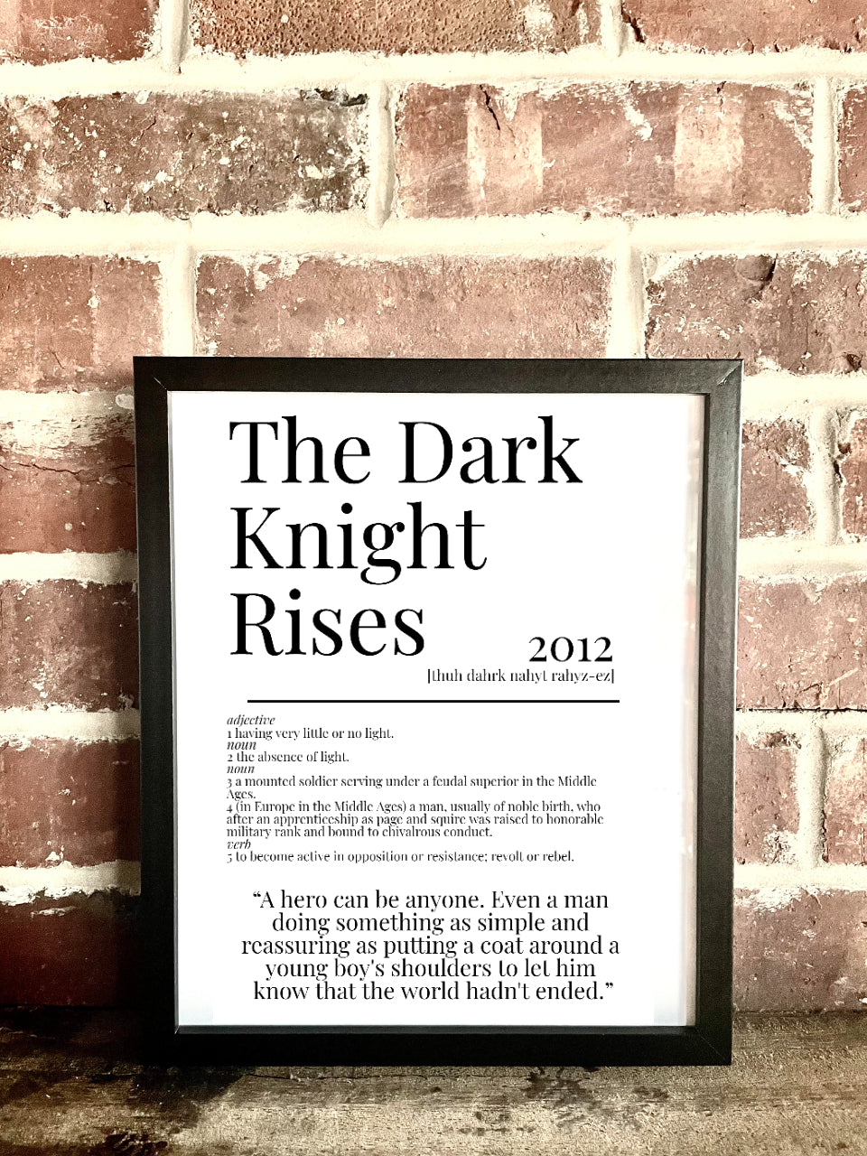 The Dark Knight Rises 2012 Movie Quote Dictionary Prints