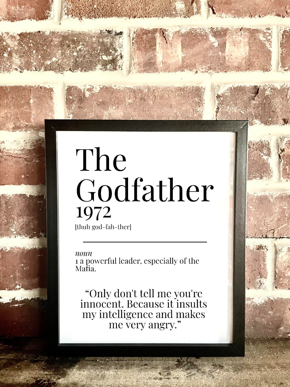 The Godfather 1972 Movie Quote Dictionary Prints