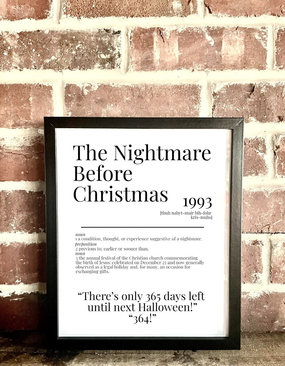 The Nightmare Before Christmas 1993 Movie Quote Dictionary Prints