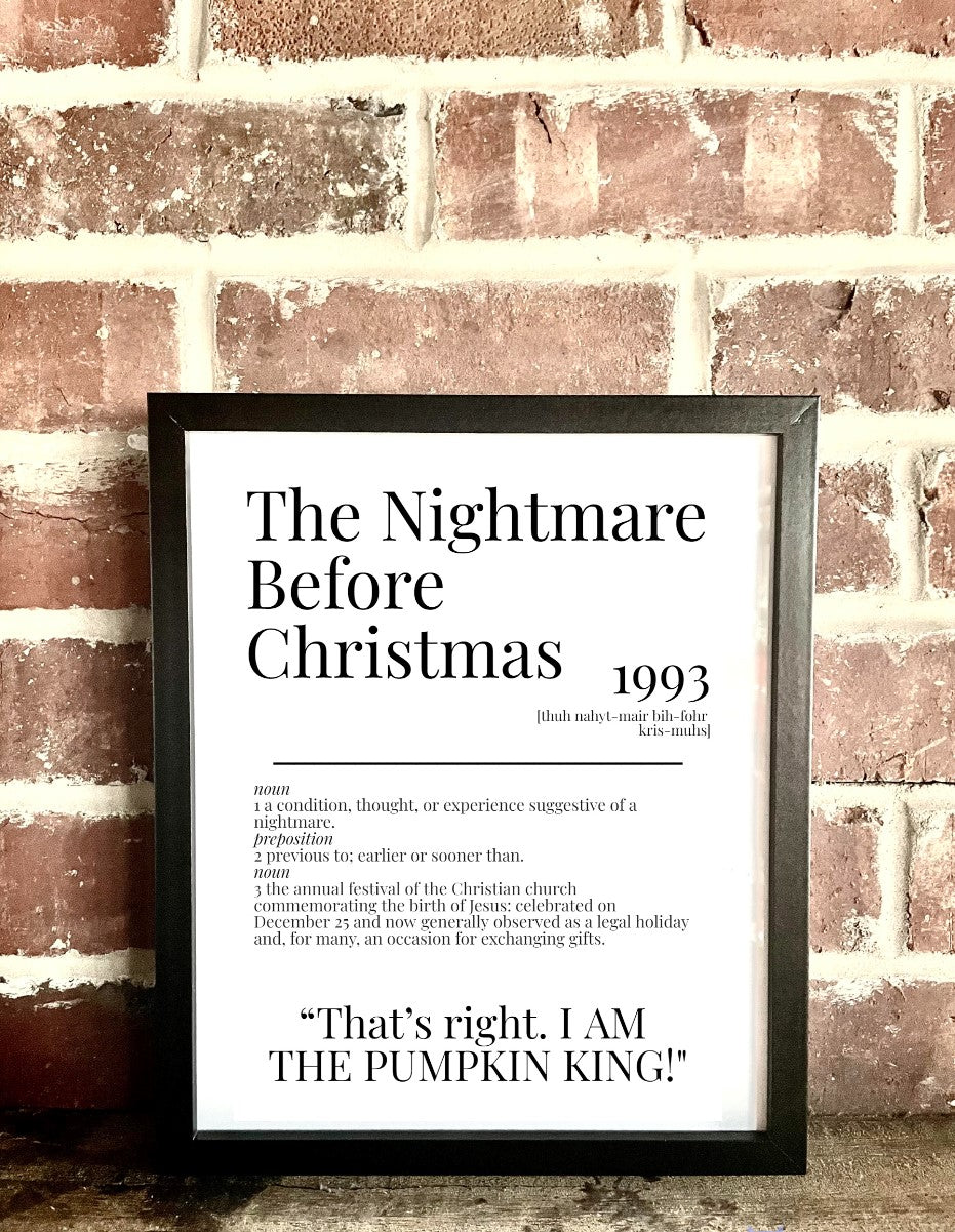 The Nightmare Before Christmas 1993 Movie Quote Dictionary Prints