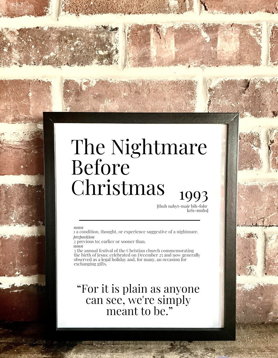 The Nightmare Before Christmas 1993 Movie Quote Dictionary Prints