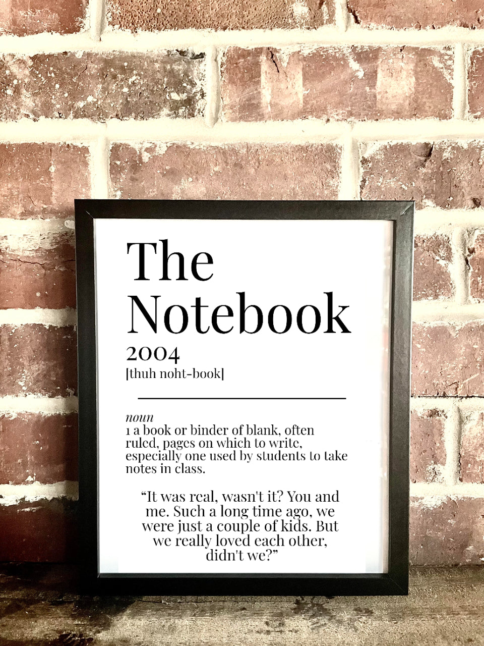 The Notebook 2004 Movie Quote Dictionary Prints