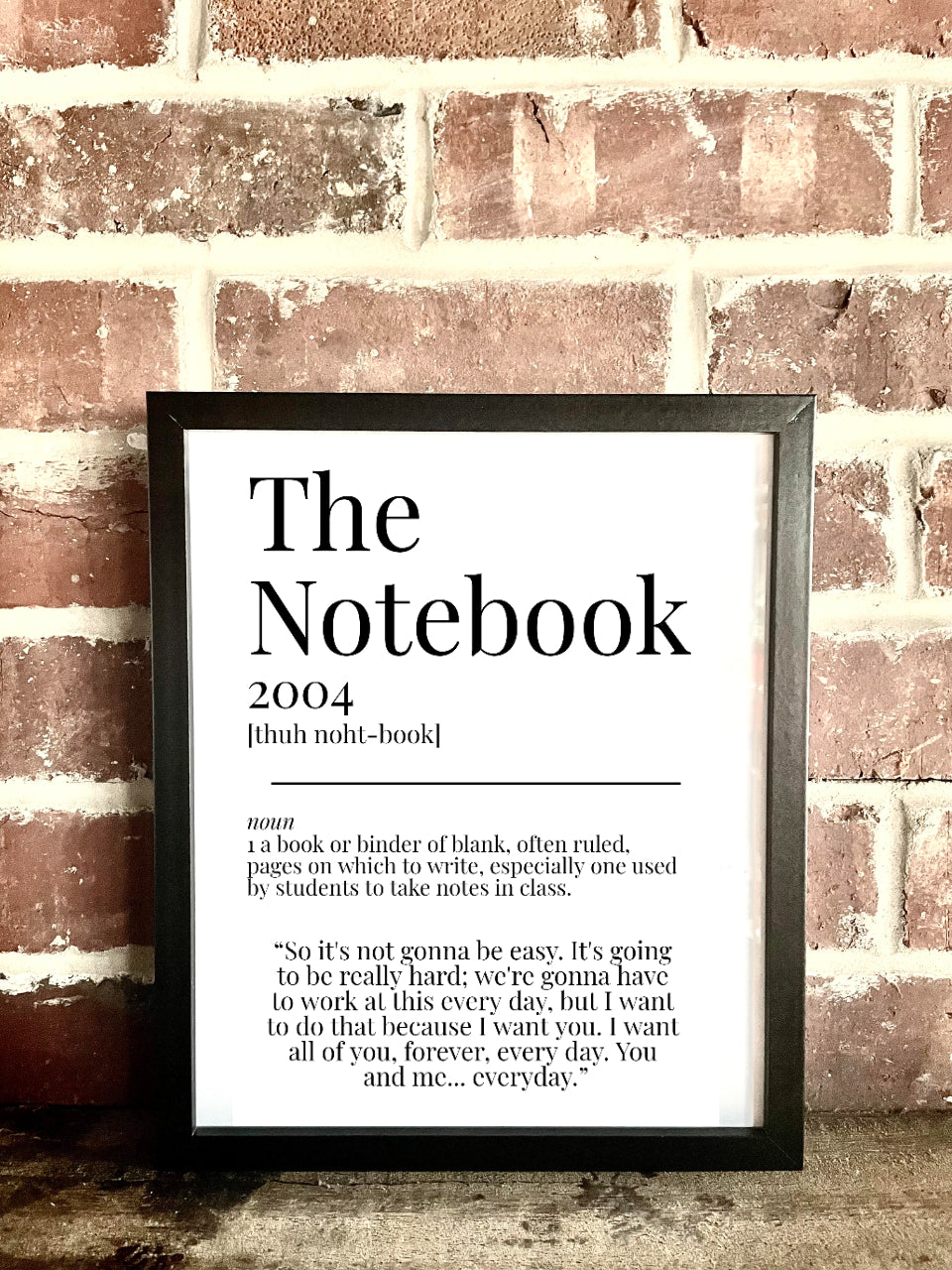 The Notebook 2004 Movie Quote Dictionary Prints