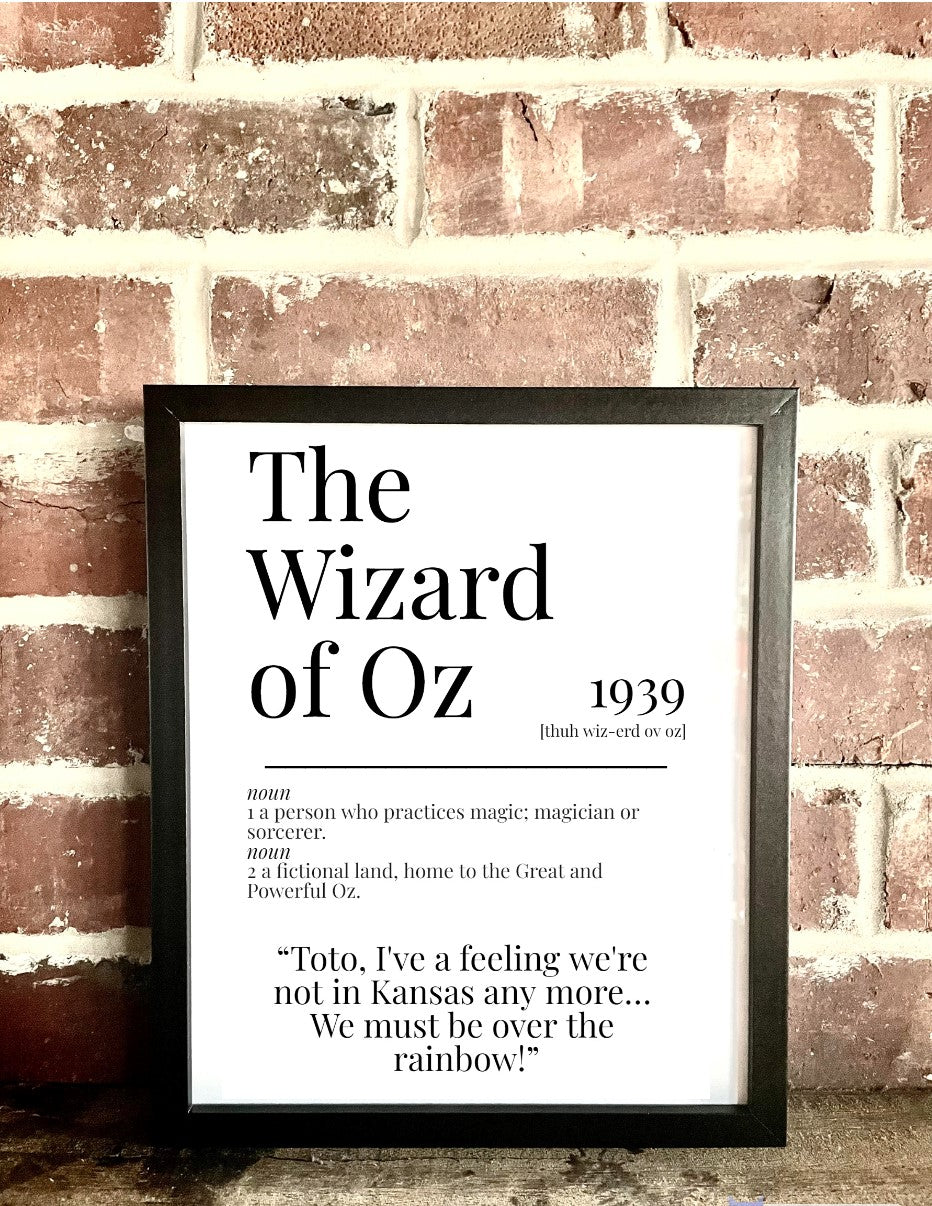 The Wizard of Oz 1939 Movie Quote Dictionary Prints