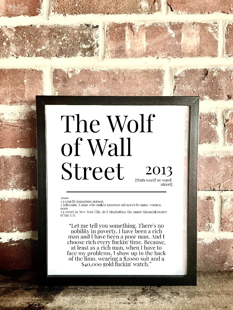 The Wolf of Wall Street 2013 Movie Quote Dictionary Prints