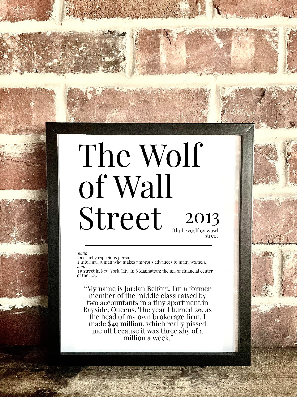 The Wolf of Wall Street 2013 Movie Quote Dictionary Prints