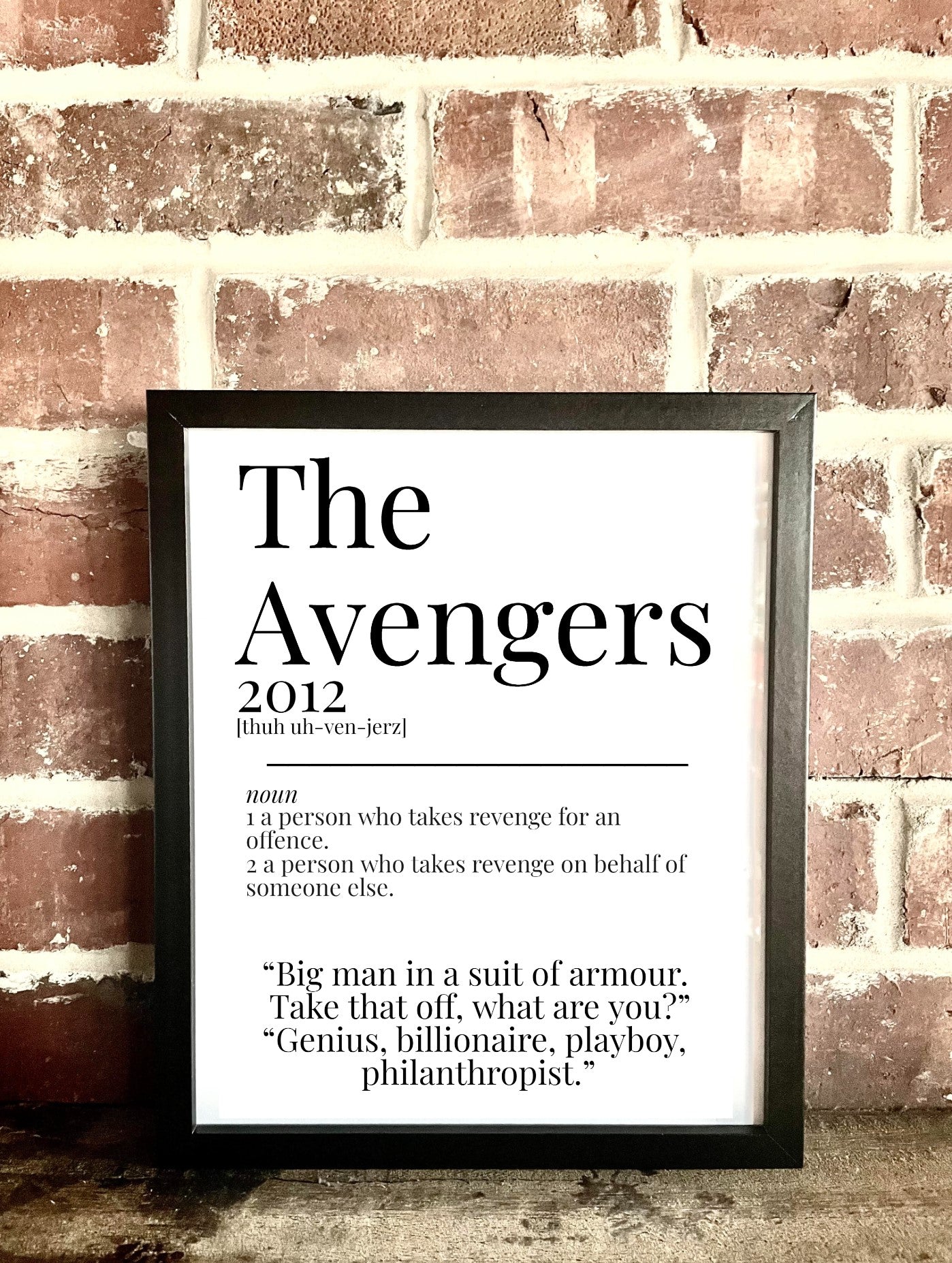 The Avengers 2012 Movie Quote Dictionary Prints