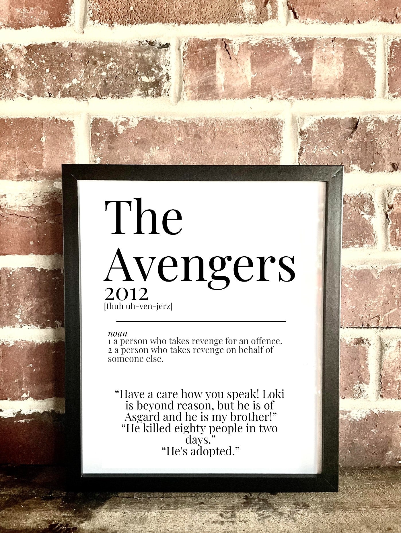 The Avengers 2012 Movie Quote Dictionary Prints