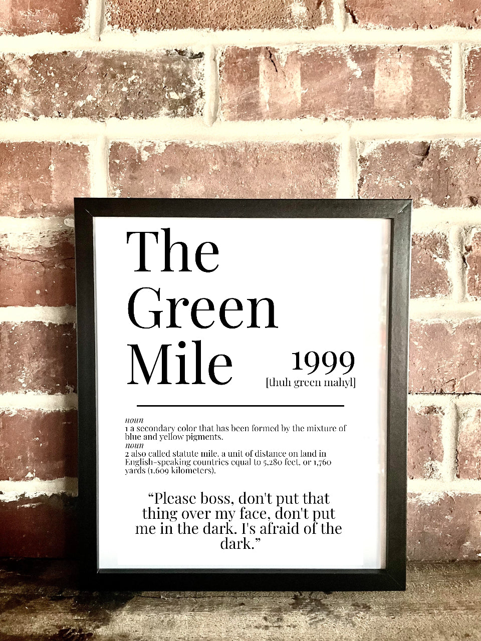 The Green Mile 1999 Movie Quote Dictionary Prints