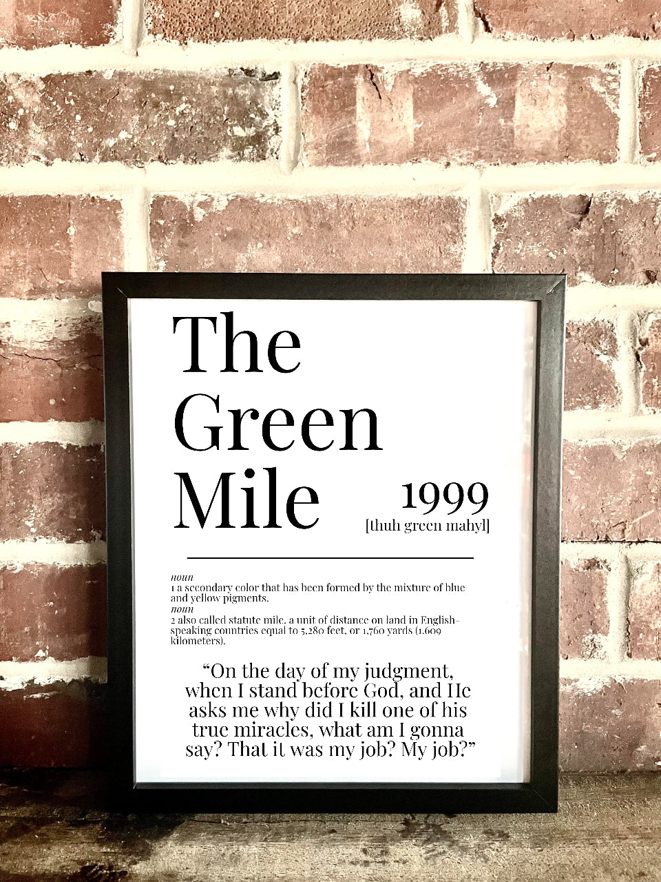 The Green Mile 1999 Movie Quote Dictionary Prints