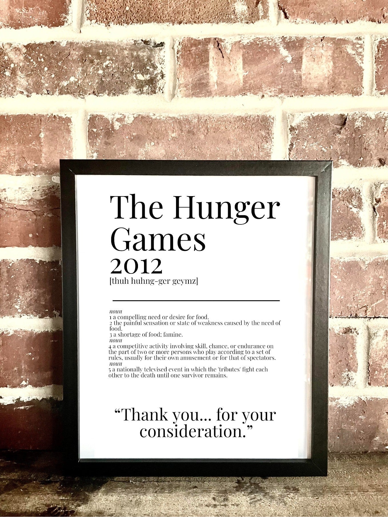 The Hunger Games 2012 Movie Quote Dictionary Prints