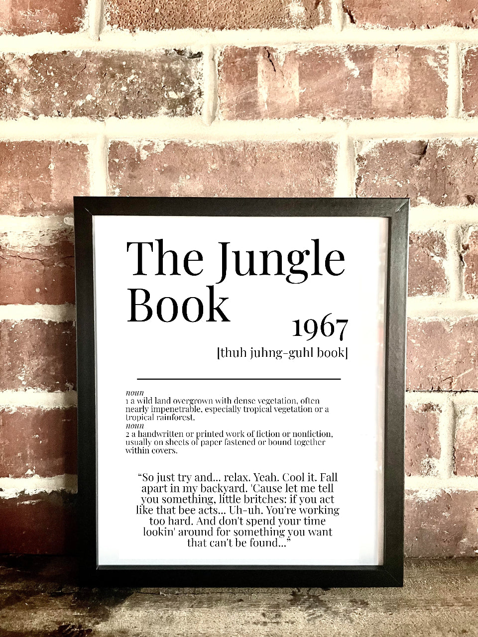 The Jungle Book 1967 Movie Quote Dictionary Prints