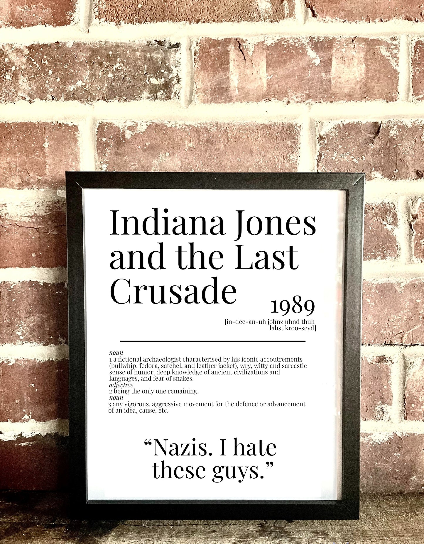 Indiana Jones and the Last Crusade 1989 Movie Quote Dictionary Prints