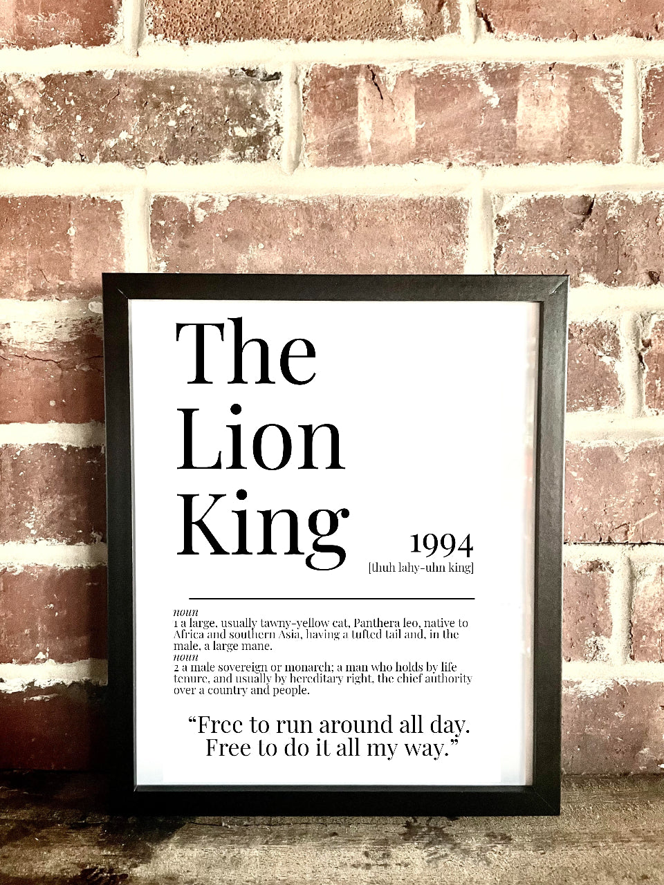 The Lion King 1994 Movie Quote Dictionary Prints