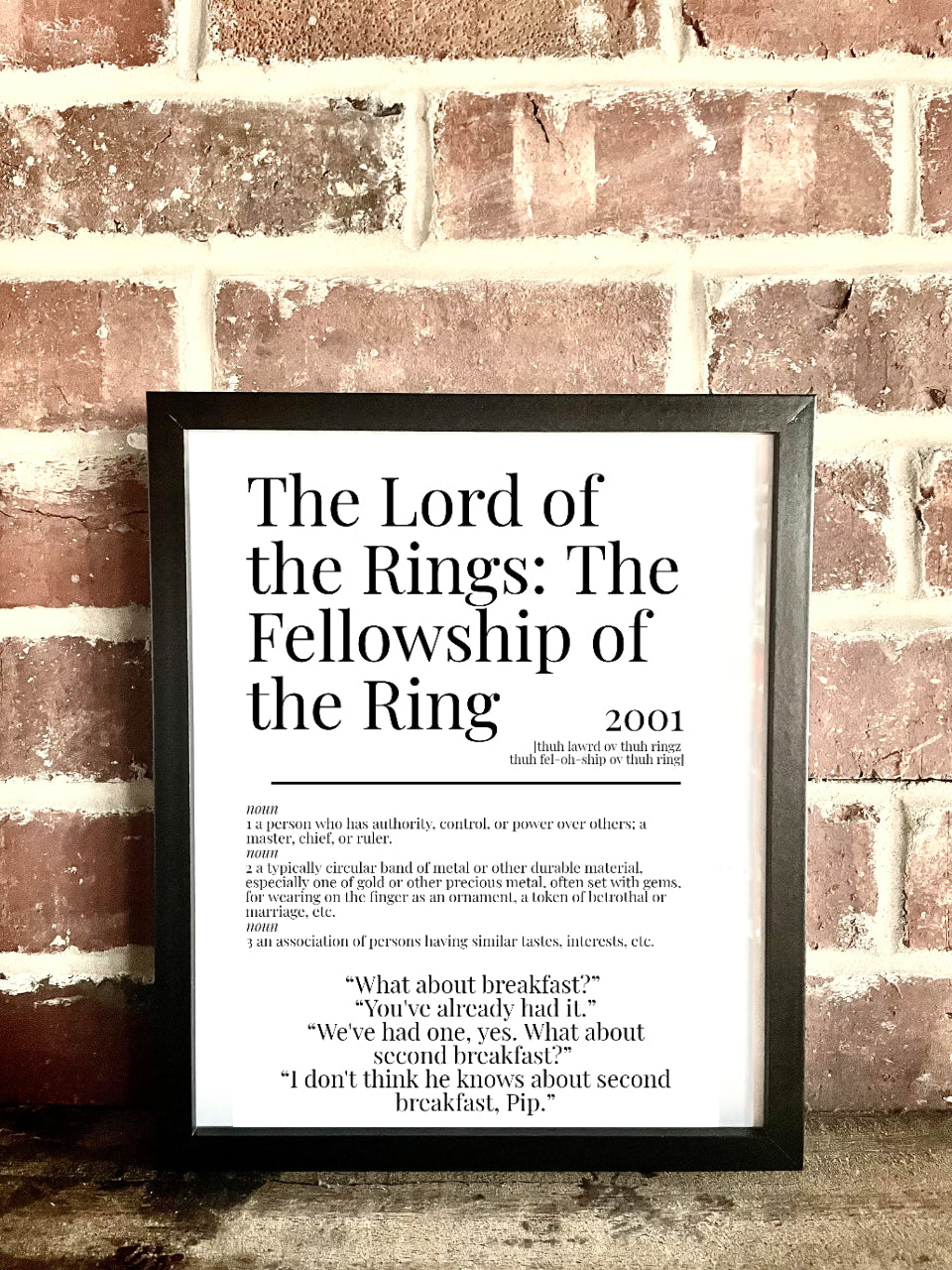 Lord of the Rings: The Fellowship of the Ring 2001 Movie Quote Dictionary Prints