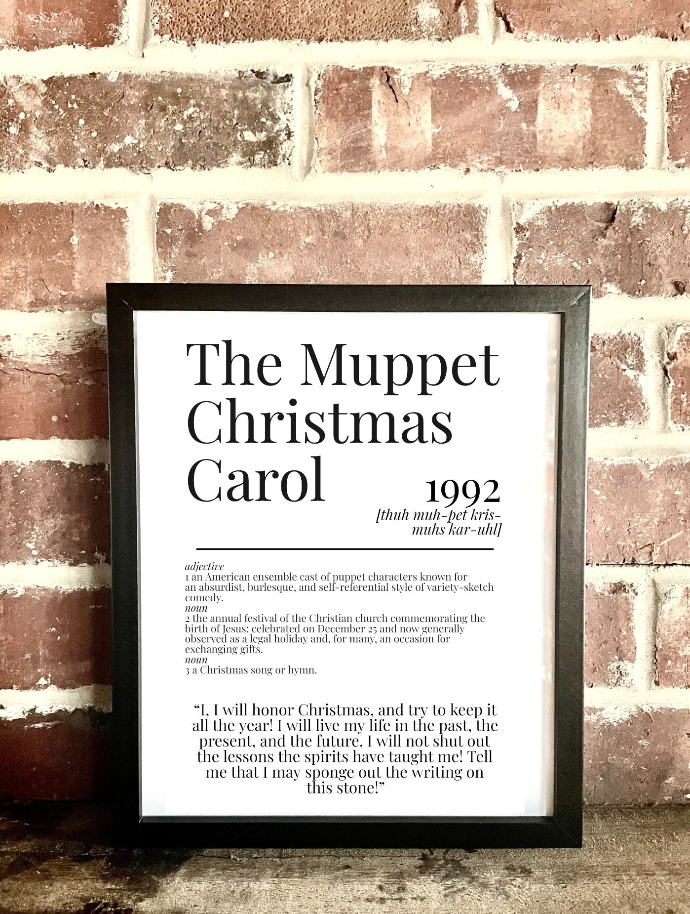 The Muppet Christmas Carol 1992 Movie Quote Dictionary Prints