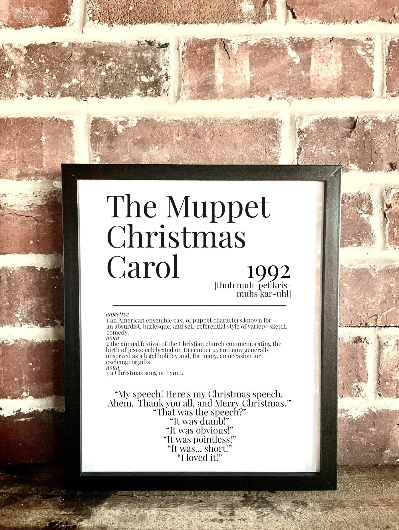 The Muppet Christmas Carol 1992 Movie Quote Dictionary Prints