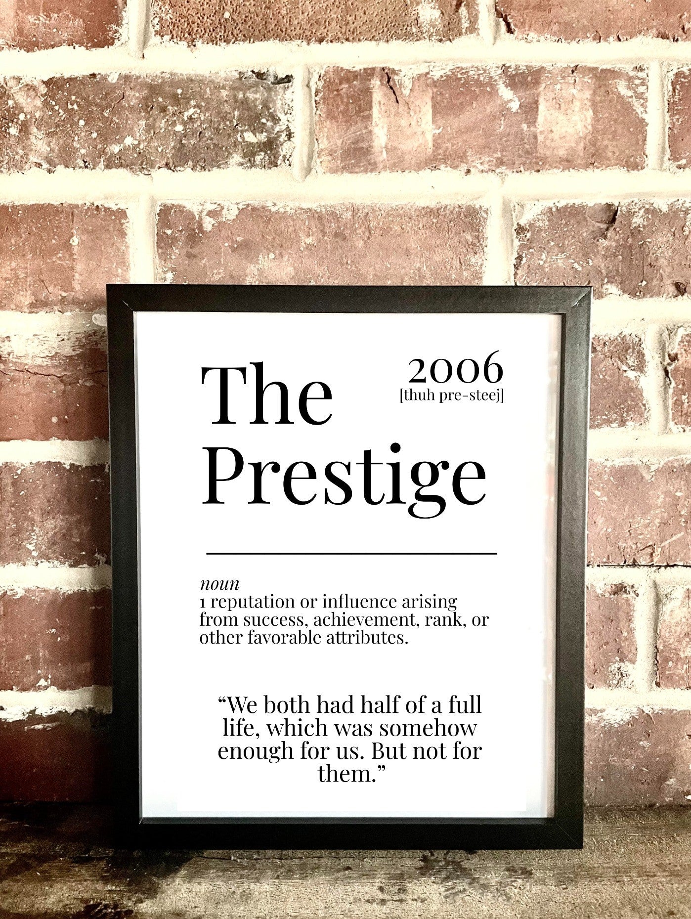 The Prestige 2006 Movie Quote Dictionary Prints