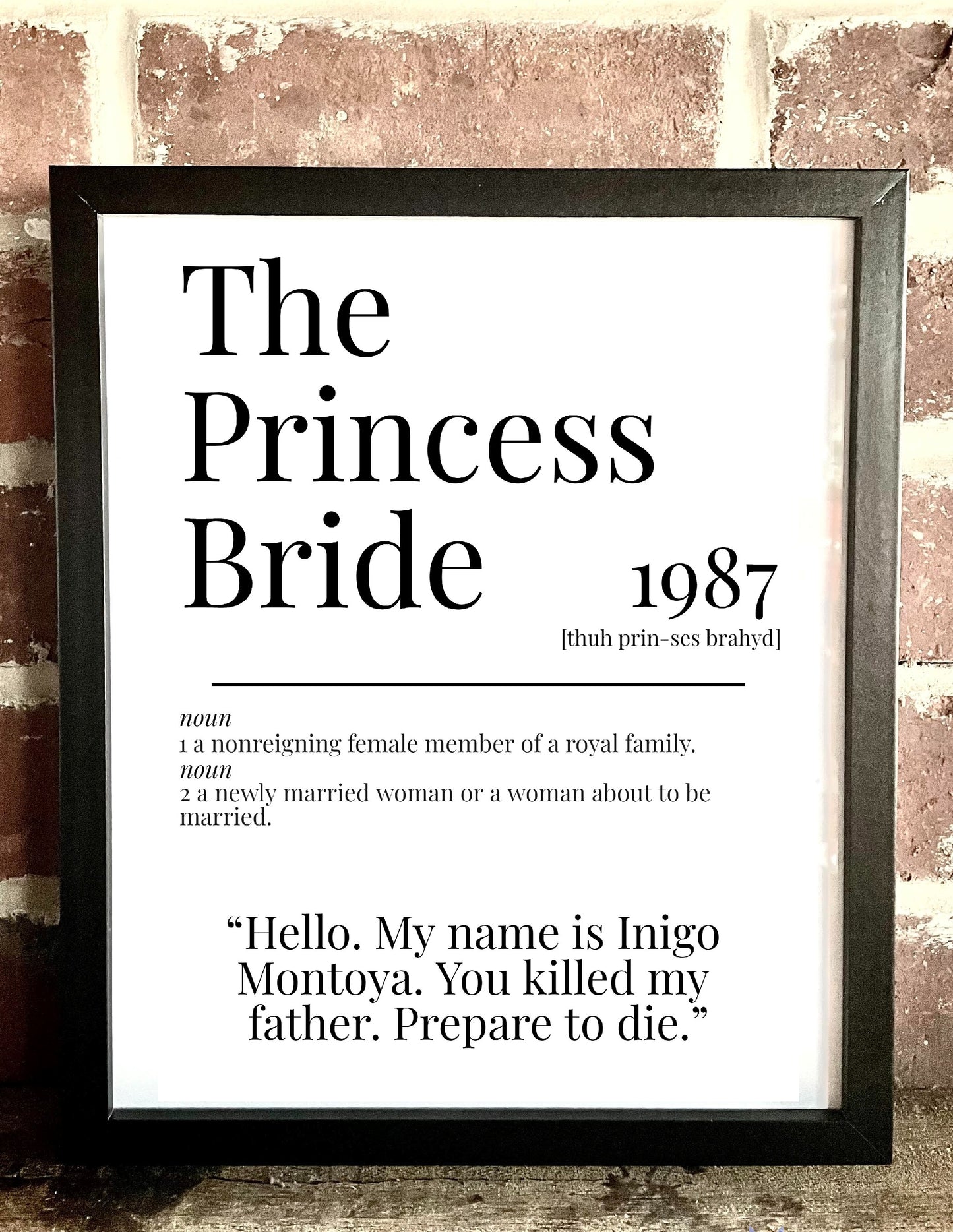 The Princess Bride 1987 Movie Quote Dictionary Print