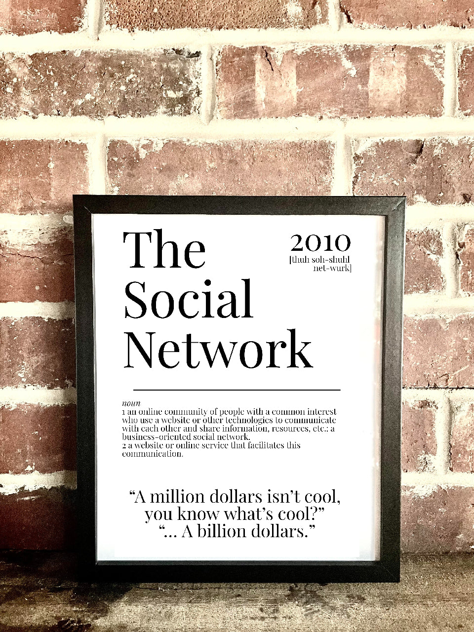 The Social Network 2010 Movie Quote Dictionary Prints