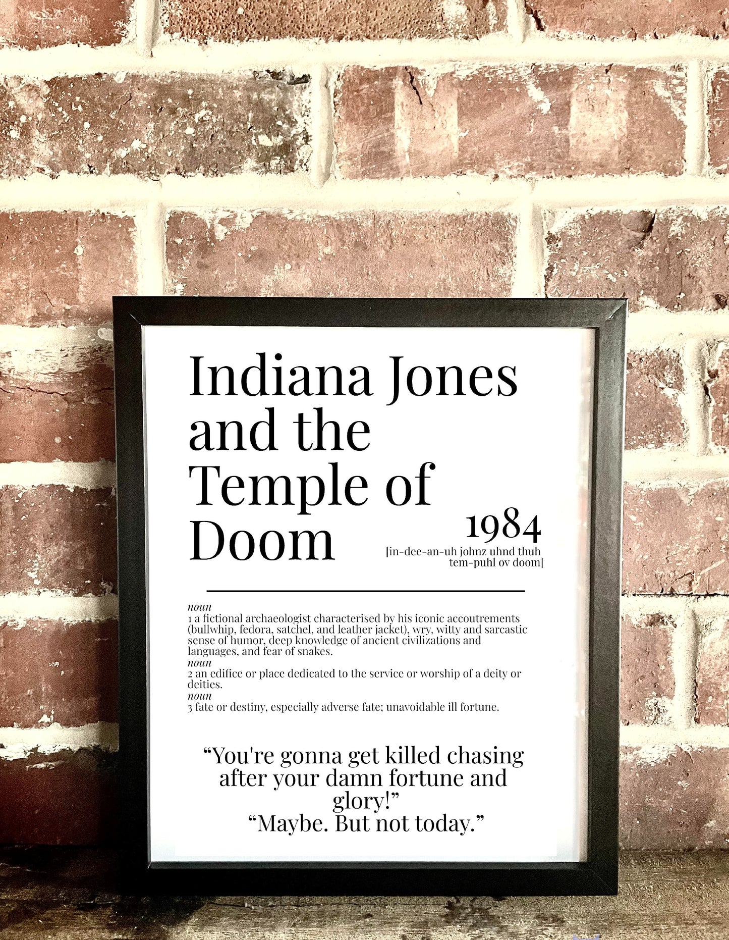 Indiana Jones and the Temple of Doom 1984 Movie Quote Dictionary Prints