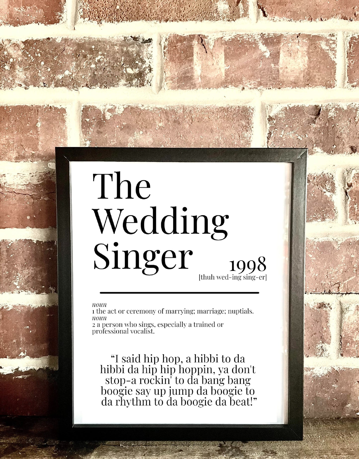 The Wedding Singer 1998 Movie Quote Dictionary Prints