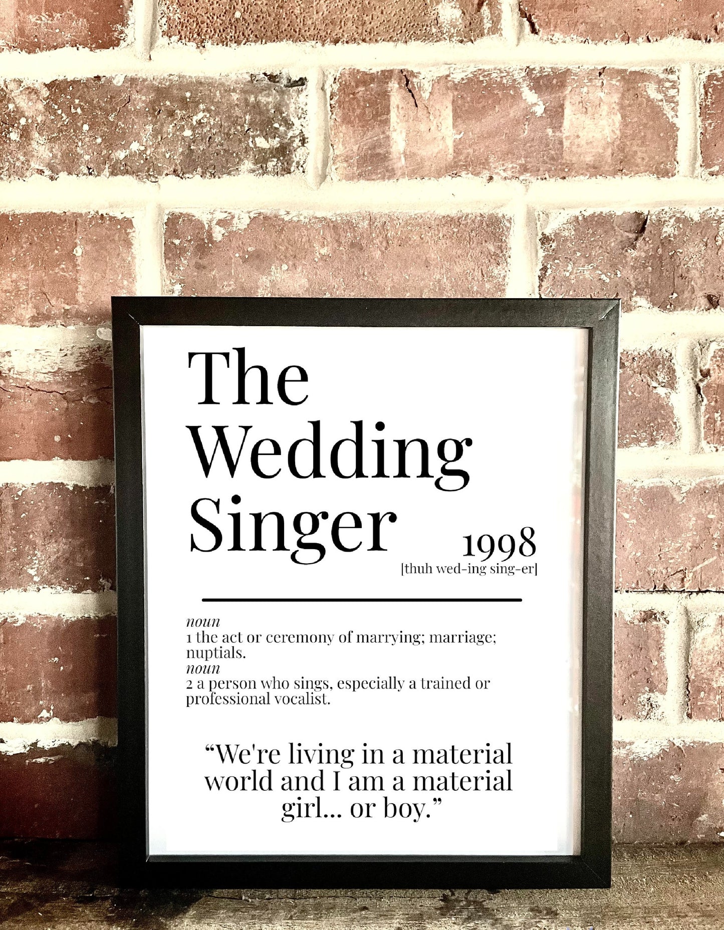 The Wedding Singer 1998 Movie Quote Dictionary Prints