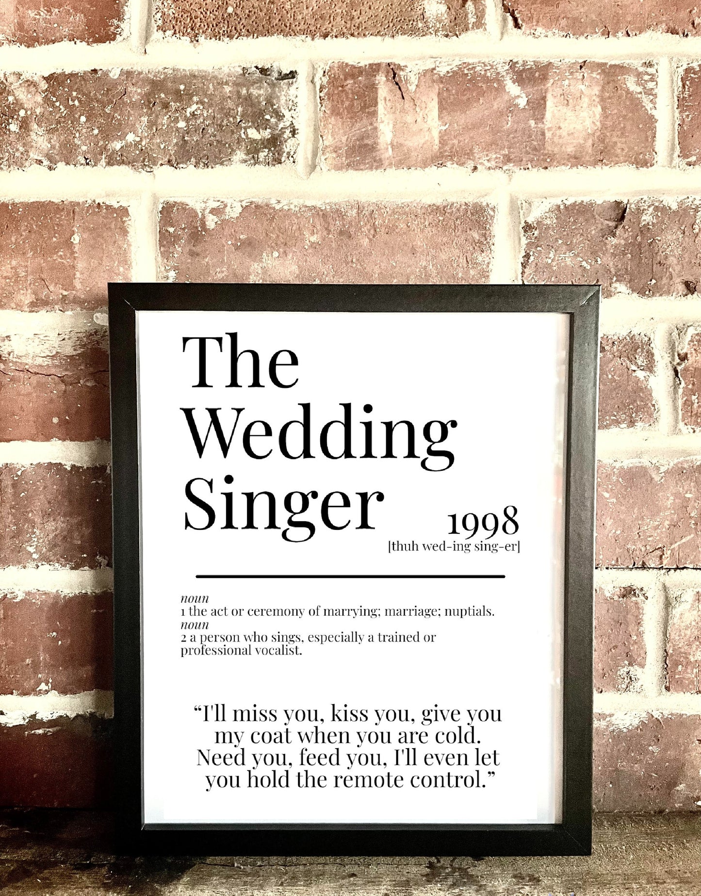 The Wedding Singer 1998 Movie Quote Dictionary Prints