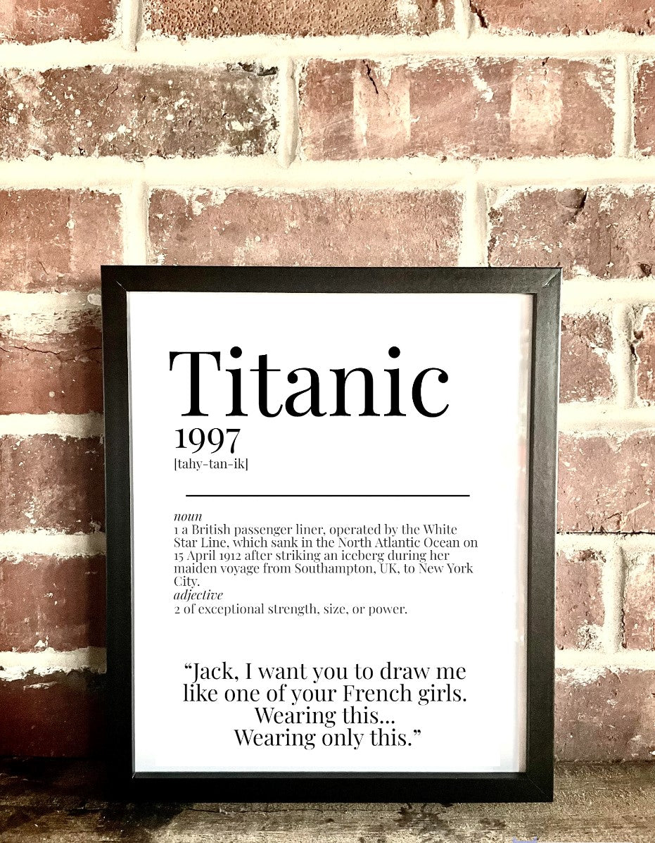 Titanic 1997 Movie Quote Dictionary Prints