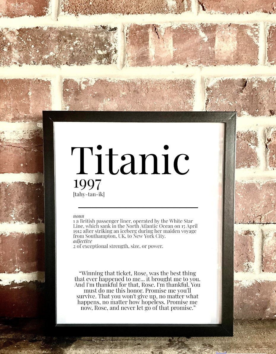 Titanic 1997 Movie Quote Dictionary Prints