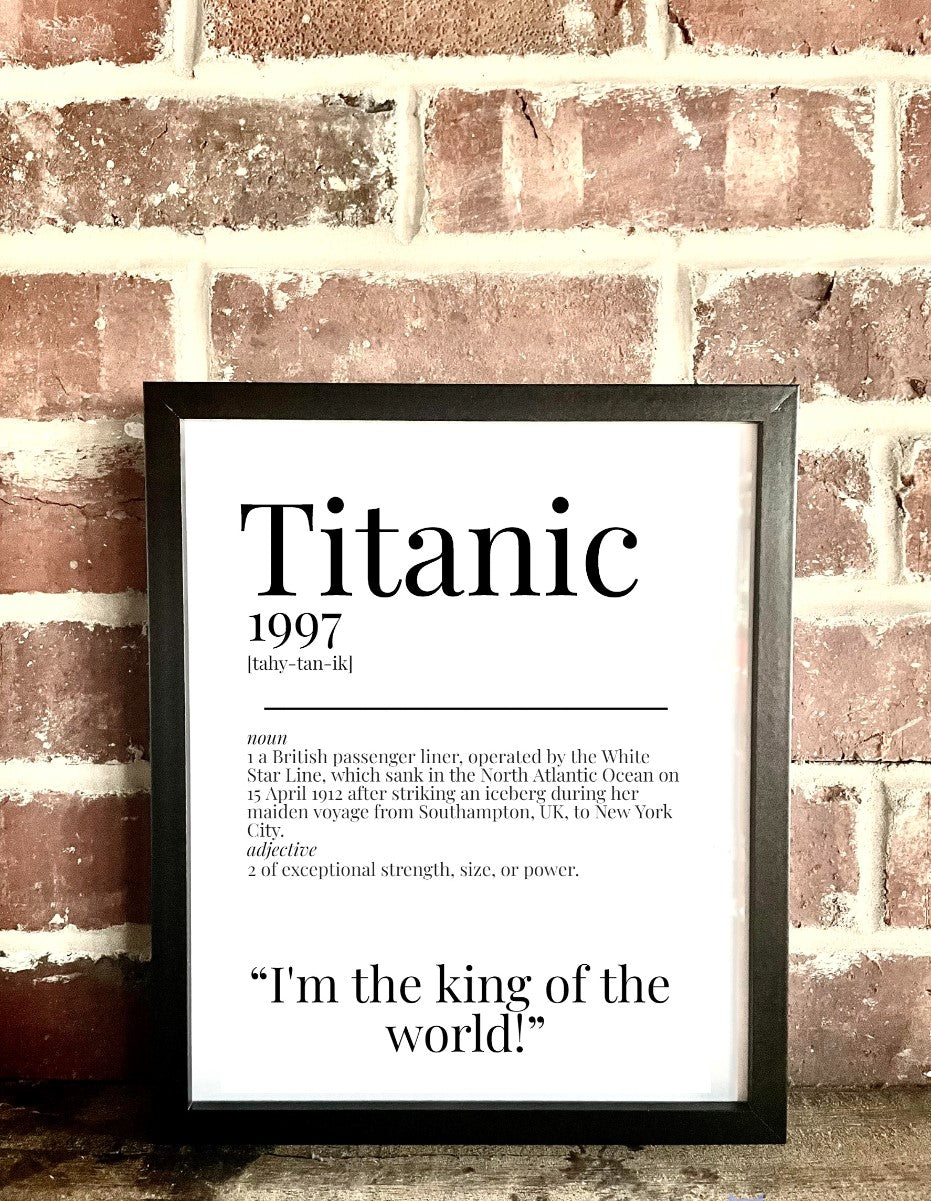 Titanic 1997 Movie Quote Dictionary Prints