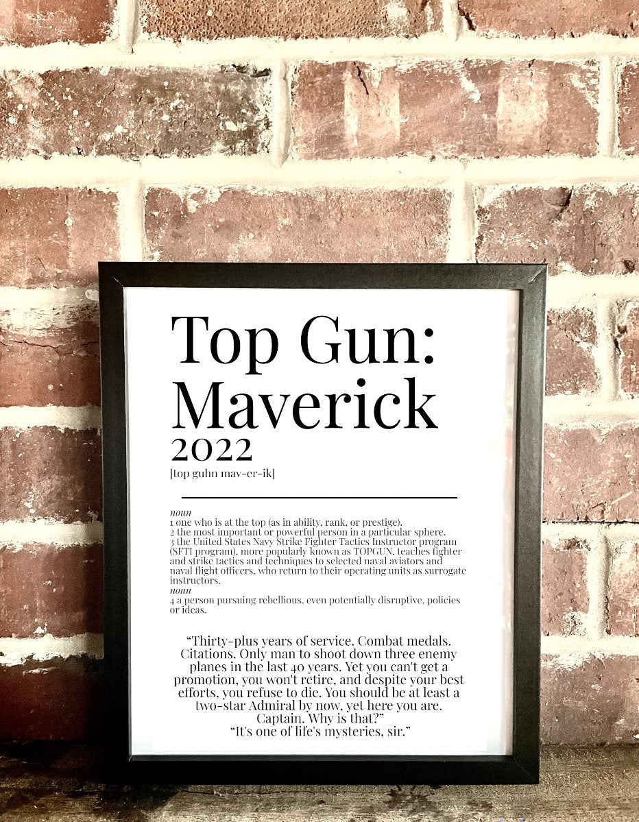 Top Gun: Maverick 2022 Movie Quote Dictionary Prints