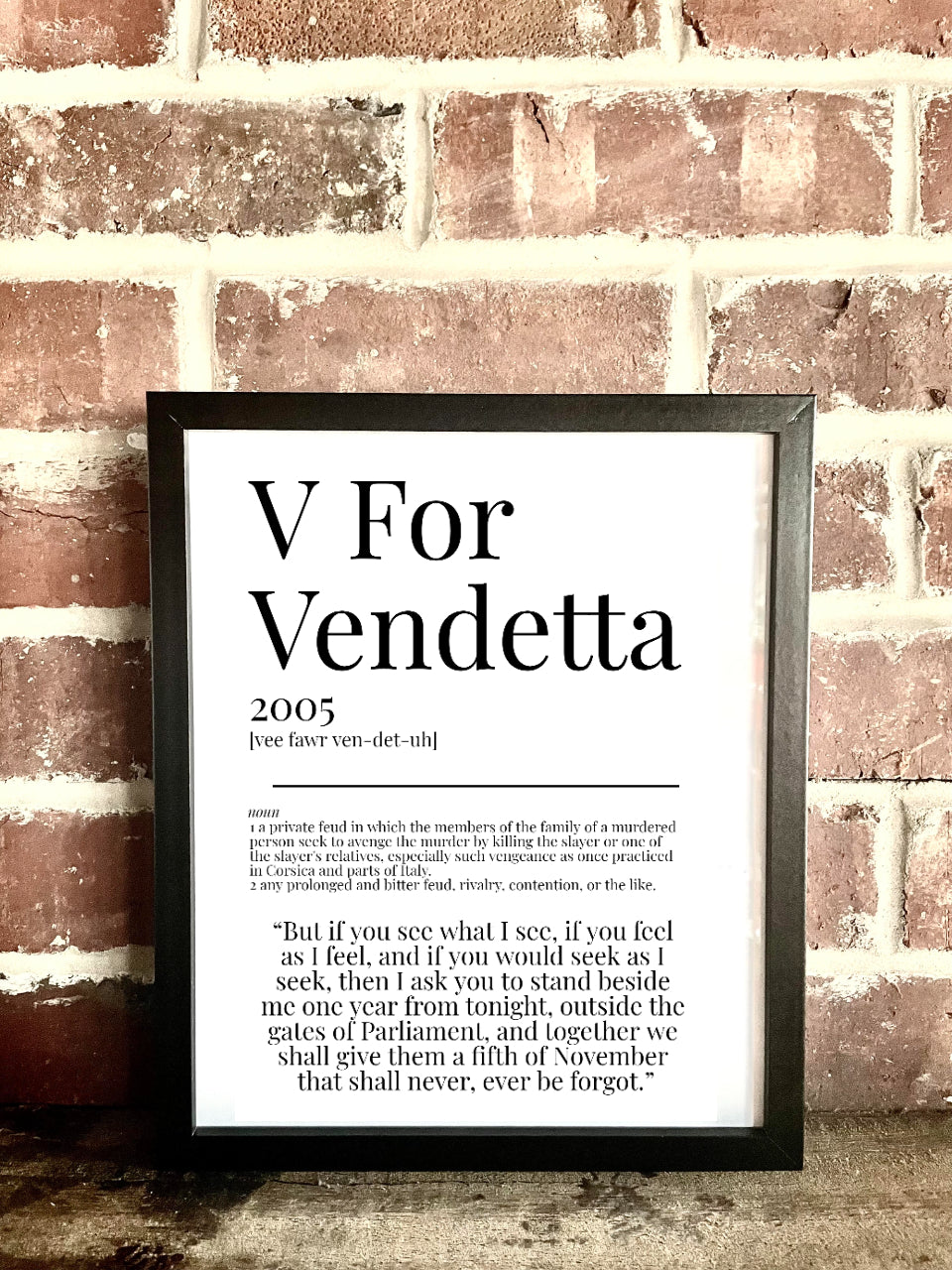 V for Vendetta 2005 Movie Quote Dictionary Prints