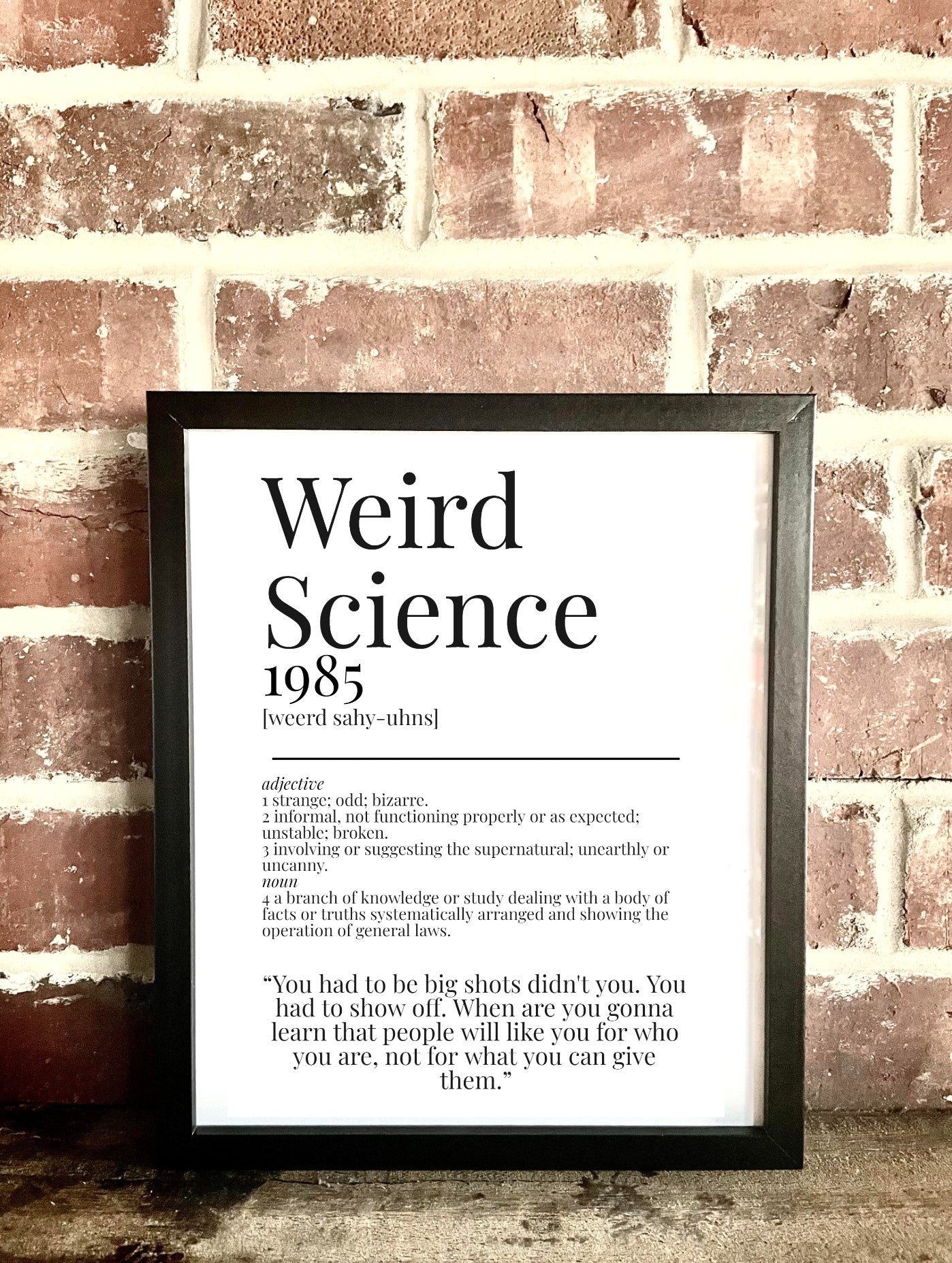 Weird Science 1985 Movie Quote Dictionary Prints