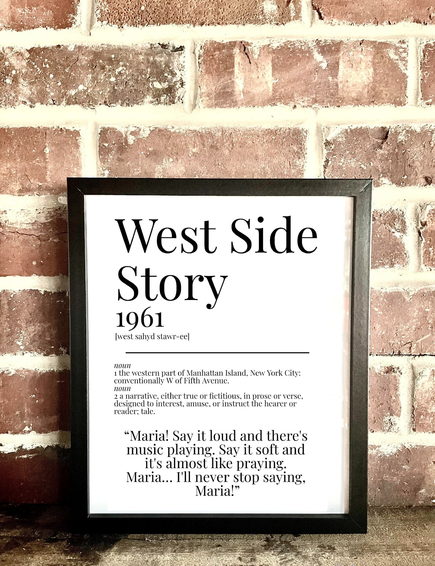 West Side Story 1961 Movie Quote Dictionary Prints