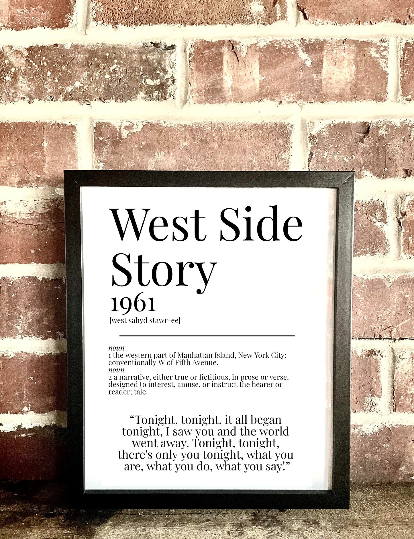 West Side Story 1961 Movie Quote Dictionary Prints